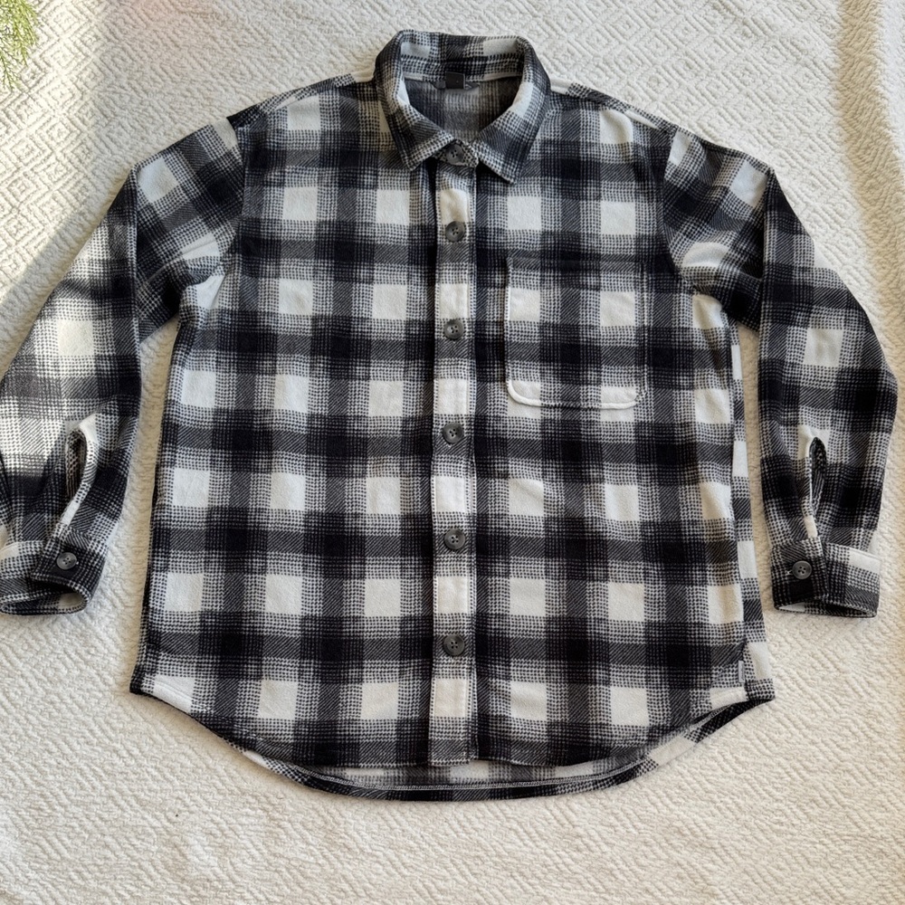 Eddie Bauer Black and White Plaid Women's Button Down Shirt Size M